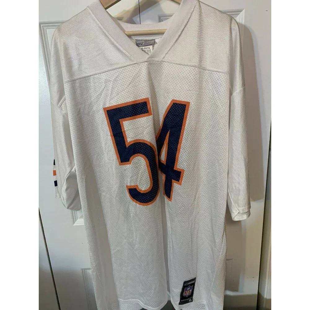 Reebok Urlacher‎ Men’s Sz XL White ORANGE JERSEY  NFL logo and GSH CHICAGO BEARS